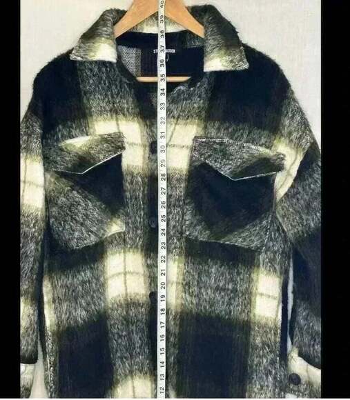 Steve Madden Black and White Plaid Coat - Picture 5 of 6